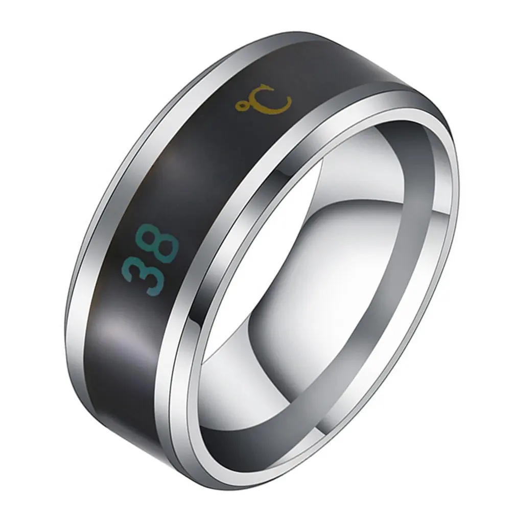 BLACK Smart Intelligent Steel Temperature Display Ring Magic Emotion Mood  Rings | eBay