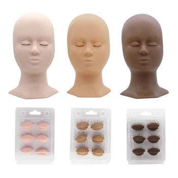 

Replaceable Eyelids Training Mannequin Flat Head Silicone Mannequin for False Eyelash Extension Makeup Model Training Heads