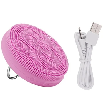 

Pink Usb Silicone Beauty Face Cleanser Washing Massager Brush Hand Ring Waterproof Charging Cleansing Instrument Facial Skin Car