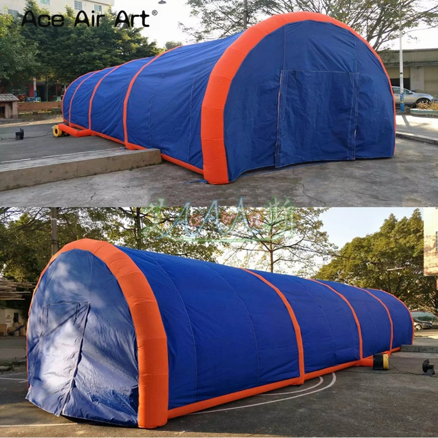 20mLx4-5mWx3mH-Giant-blue-with-orange-inflatable-tunnel-tent-car-garage-with-full-cover-curtains_副本
