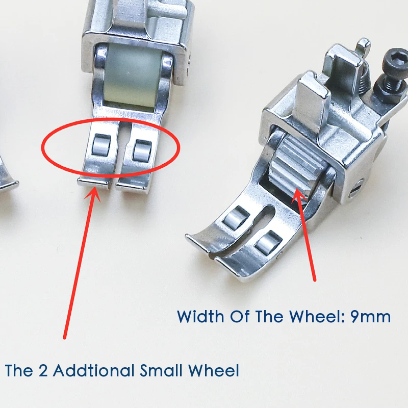 2-Piece Roller Sewing Presser Foot Set - Narrow Wheel Replacement For Industrial Single Needle Lockstitch Machines