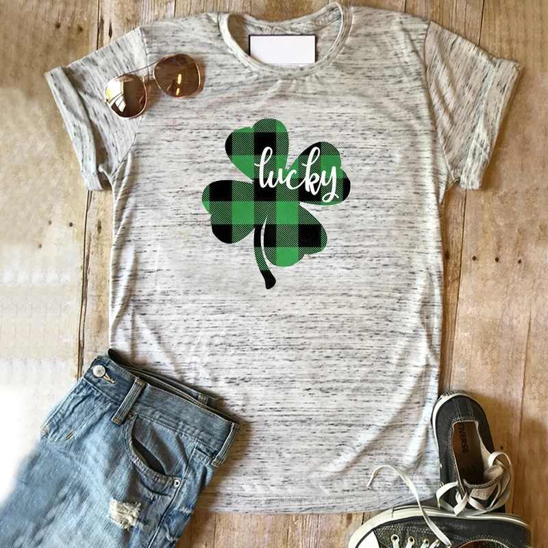 

Lucky Shamrock Shirts 2020 Fashion Green Plaid Tee Saint Patricks Day Tee Kawaii Tops St Patricks Day Shirt Women