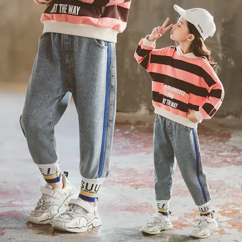 

Student Girls Casual Jeans for Kids Denim Pants Teenage Jeans for Girls Pants 6 8 Years Elastic Waist Children Trousers Pantalon