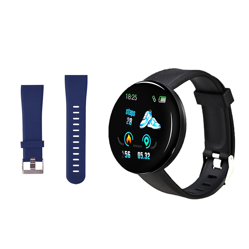 Rovtop D18 Bluetooth Смарт-часы для мужчин и женщин кровяное давление смарт-трекер Шагомер 116 плюс умные часы для Android IOS - Цвет: D18 with blue band