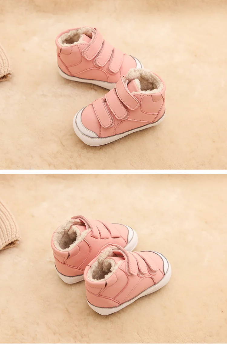 Dolakids/новые зимние кожаные сапоги из коровьей кожи для мальчиков и девочек с мягкой подошвой для малышей и малышей, хлопковые сапоги с флисом для тепла