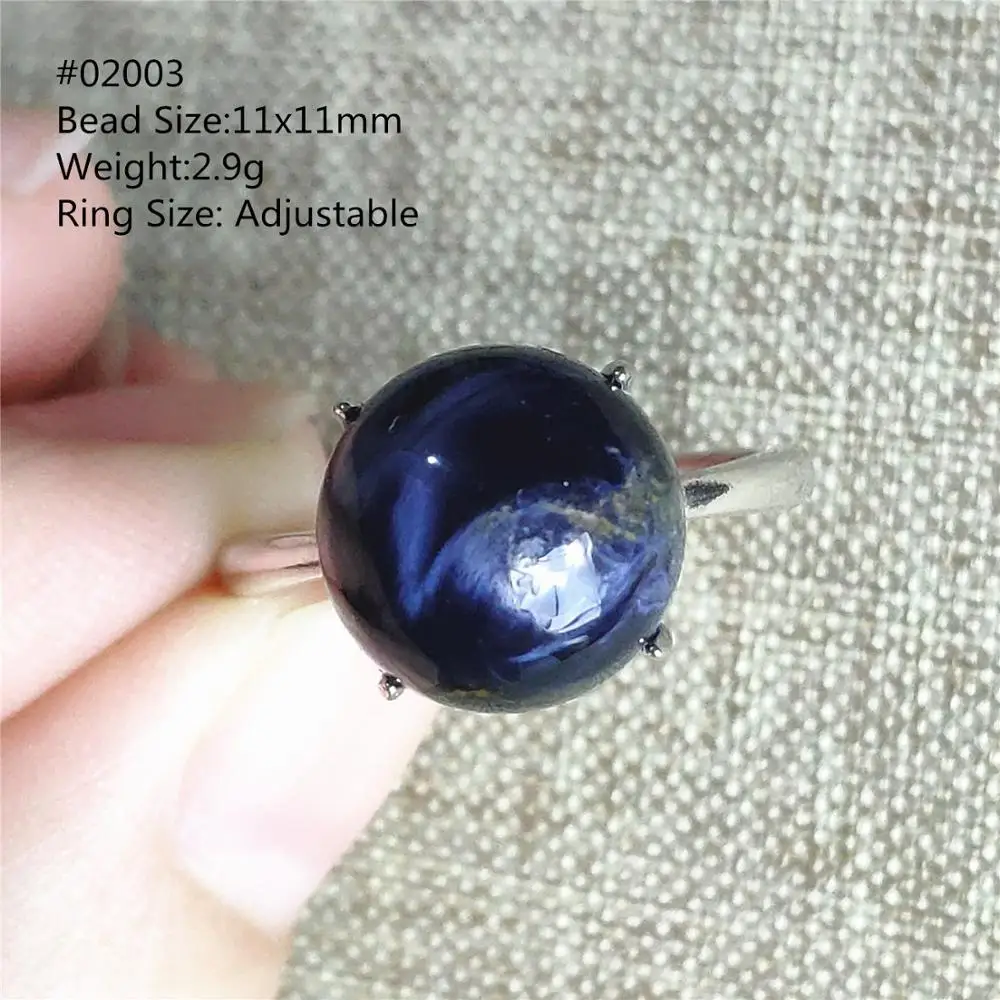 Genuine Natural Blue Pietersite Gemstone Chatoyant Adjustable Size Ring 11x11mm Round Namibia 925 Silver Crystal Women AAAAA Genuine Natural Blue Pietersite Gemstone Chatoyant Adjustable Size Ring 11x11mm Round Namibia 925 Silver Crystal Women AAAAA