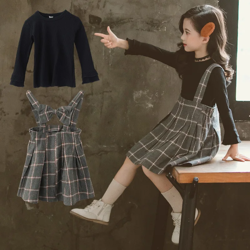 Children Clothing Spring Autumn Patchwork Dress + Girls Sets Striped Teen Clothes For 4 6 8 10 12 13 Years | Мать и ребенок