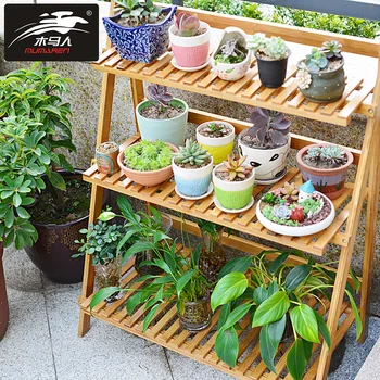 

Wooden horse person balcony flower shelf real wood is many-storied indoor and fleshy sitting room flower shelf flowerpot is worn