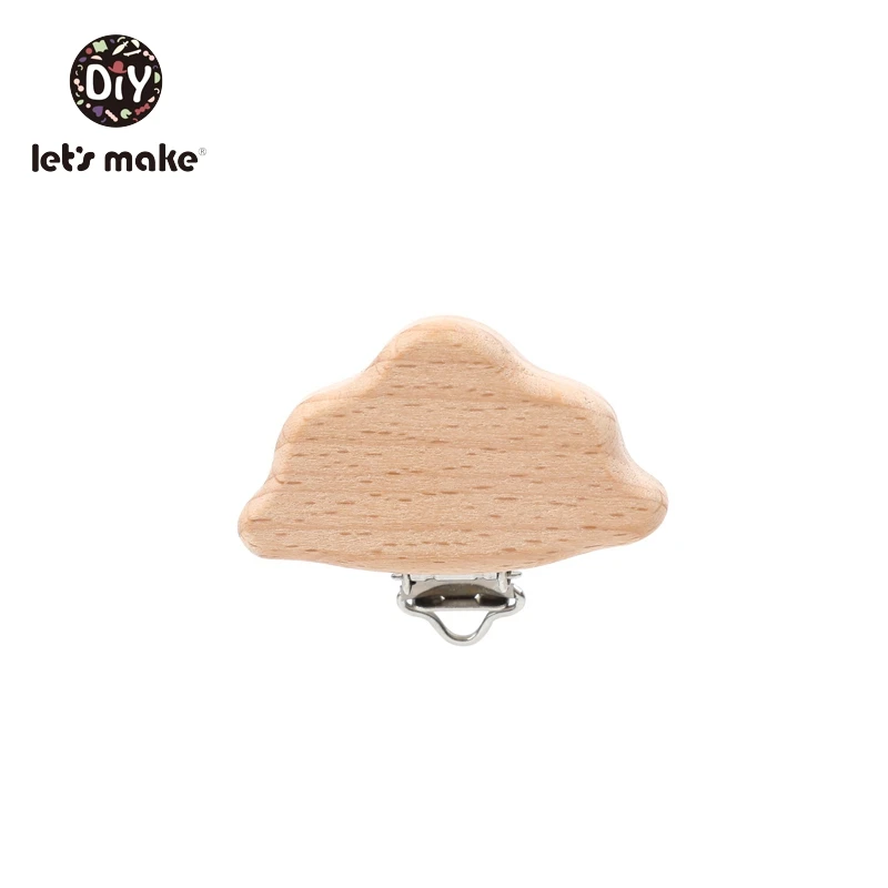 Let's Make Wooden Rodent Pacifier Clip Hole 10pcs Maple Beech Printing Animal Custom Logo Cartoon Animal Food Grade Baby Teether