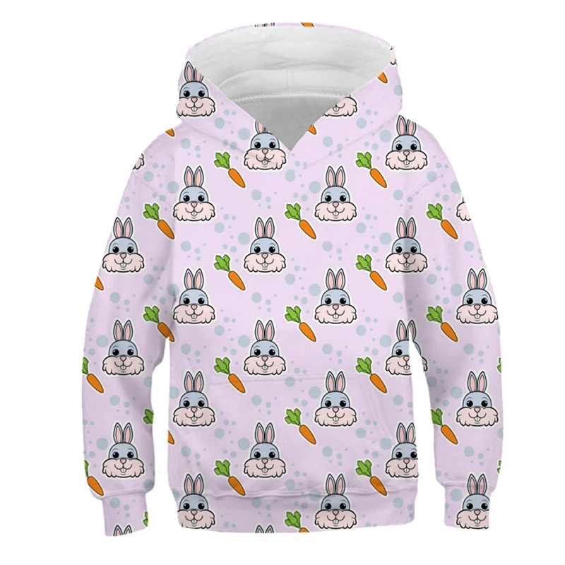 hoodies for a boy 3-14Y Girls Clothes White Rabbit 3d Hoodie Autumn Children's Long-sleeved Loose Oversized Sports Hooded Kids Casual Sweater Tops best hoodie for boy