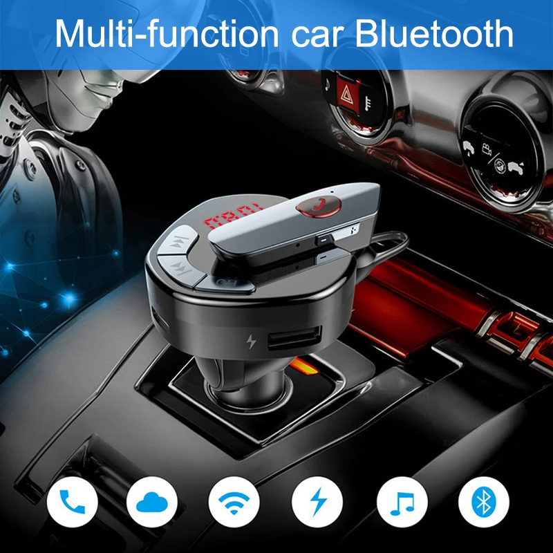 black Fm-передатчик беспроводной USB Автомобильное зарядное устройство для мобильного телефона Handsfree MP3 с беспроводными Bluetooth наушниками ND998 - Цвет: black