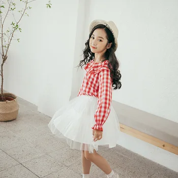 

Girls Clothing Sets Casual Cotton Girls Sets Clothing Plaid Tee Shirt + Tutu Skirt Spring Autumn Clothes for 3-14Yrs Girls CL080