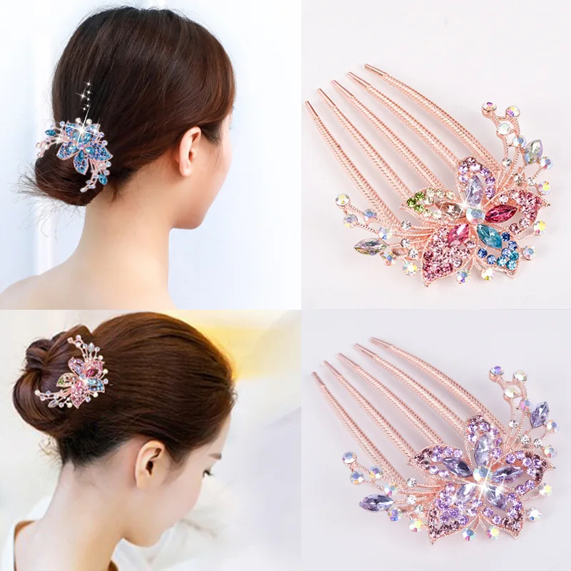 Austrian Rhinestone Hair Comb Flower Leaf Bridal Crystal Hair Ornaments Jewelry Wedding Elegant Accessories hair comb jewelry accessories hair accessory