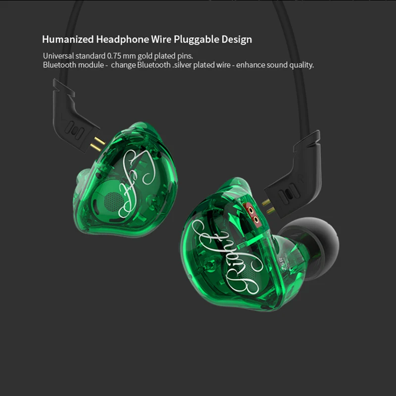 KZ ZSR 2BA+ 1DD шесть единиц HiFi наушники бас Музыка наушники сбалансированная арматура динамическая 3,5 мм Проводная гарнитура с HD микрофоном