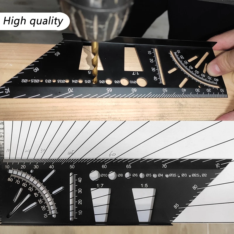 

Multifunctional Angle Ruler 45 90 Degree Aluminum Alloy Accurate Woodworking Square Angle Ruler Marking Gauge Carpenter Tool