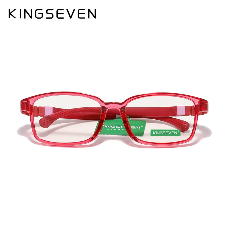 KINGSEVEN Children Size 50mm Anti-blue Square Blue Light Blocking Glasses Kids Boy Girls Computer Clear Eyewear Frame UV400 Fil