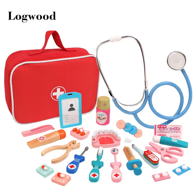 Hot wooden children simulation doctor toy real life injection role playing toy educational toys for children 1