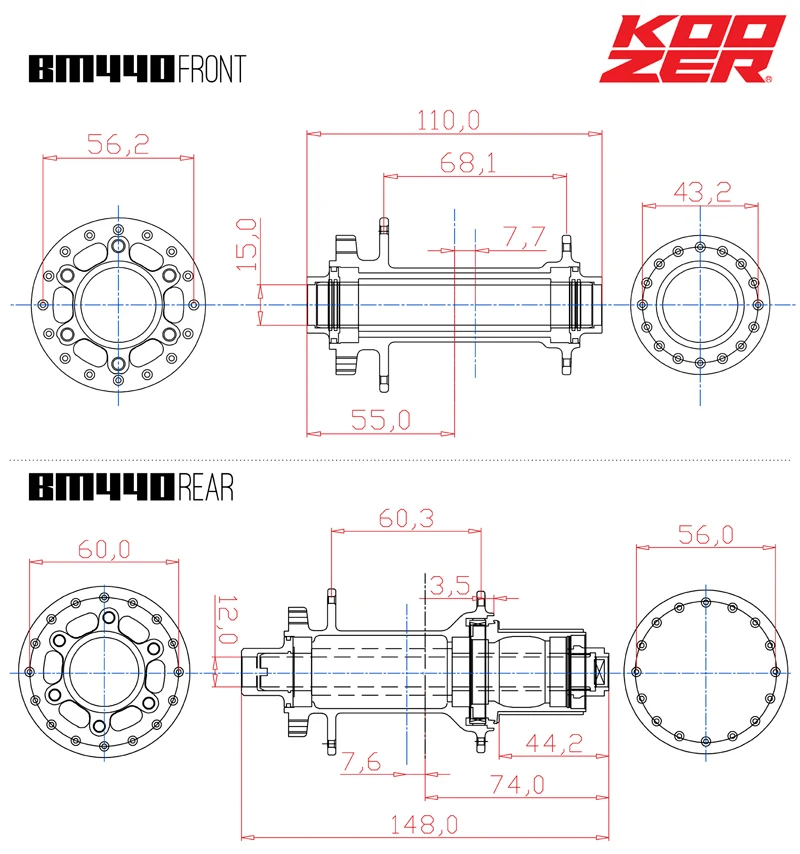 Koozer Bm440 27,5 26 29 дюймов широкий вал ствол вал Boost горная страна колеса группа утверждения вакуум 72 звук 15x110/12x148 мм