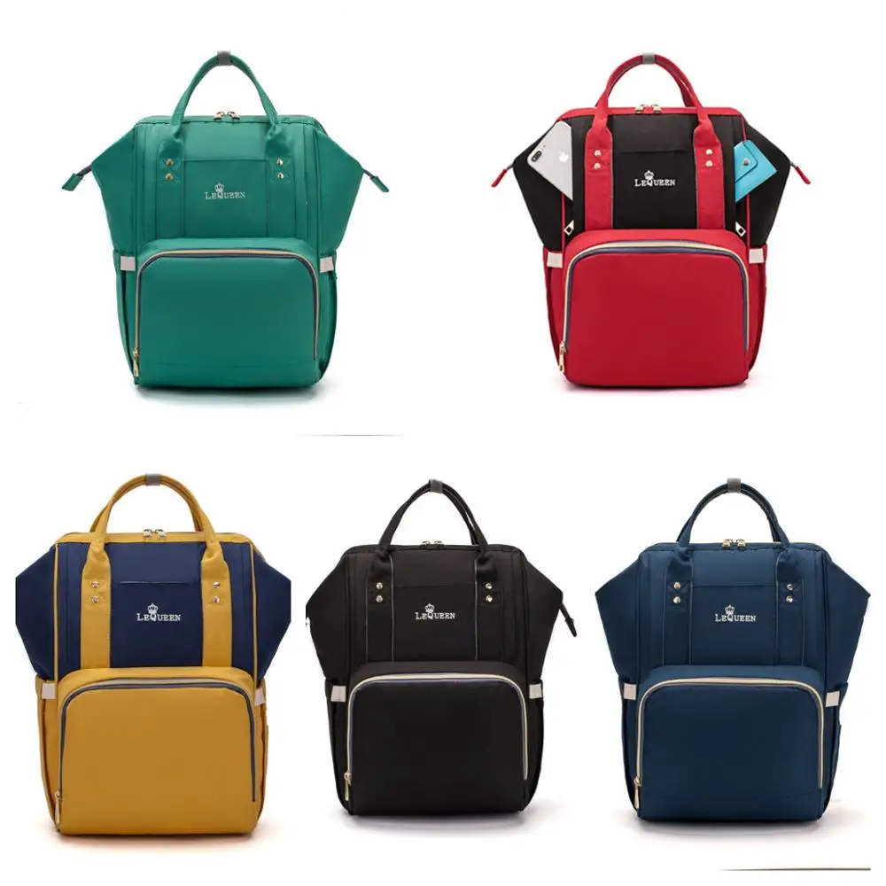 

8 colors Lequeen Waterproof Diaper Bag USB Charge Backpack Large Capacity Nursing Handbag Stroller Bags Baby Care Nappy Bag