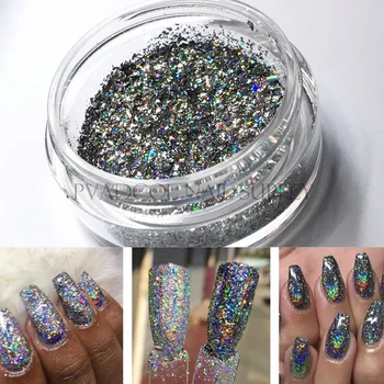 

Galaxy Holographic Glitter Flakes Nail Pigments Sequins Rainbow Dazzling Powder for Nail Art Design Decorations
