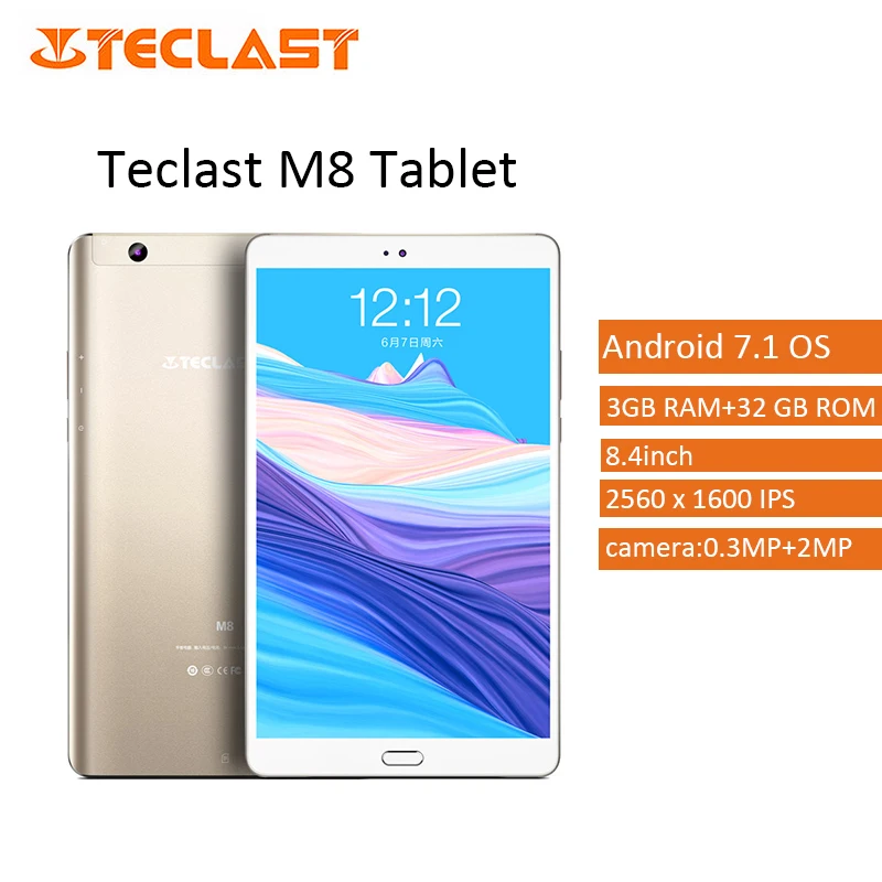 Teclast M8 8,4 дюймовый планшетный ПК Android 7,1 Allwinner A63 1,8 ГГц четырехъядерный процессор 3 ГБ ОЗУ 32 Гб ПЗУ 2560x1600 ips Металл тип-c планшет