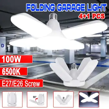 

100W 6500K LED Garage Lights Shop Utility Ceiling Deformable E27/E26 Daylight LEDs Lamp For Garage Basement Workshop