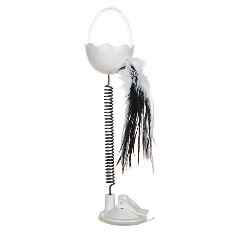 Белый Интерактивная кошка еда игрушка-диспенсер котенок Весна стакан перо игрушки кольцо колокольчик H4GD - Цвет: Белый