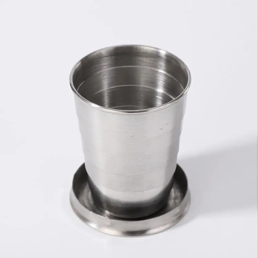 Портативная Складная чашка из нержавеющей стали для кемпинга, кружка с брелком для путешествий, походная портативная чашка для чая, кофе, пива