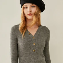 Aliexpress - Tailor Shop Custom Made Autumn and Winter New Style Fine Imitation V-neck Button Short Cashmere Sweater Women