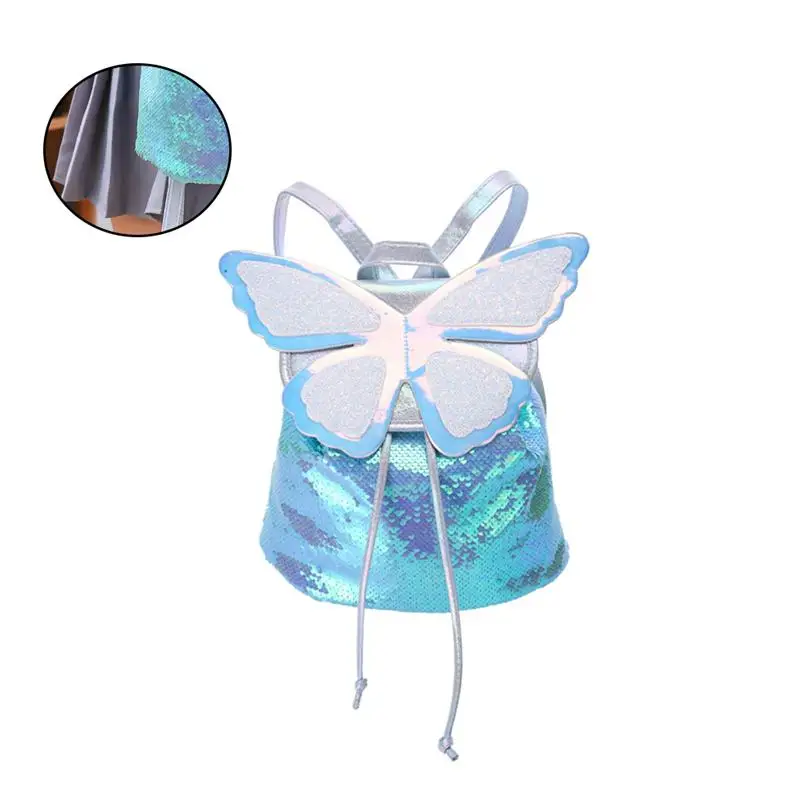 Рюкзак с блестками, Очаровательная сумка для хранения, модный дорожный рюкзак с бабочкой для девочек, детский Большой рюкзак harajuku