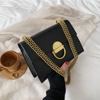 

Solid Color PU Leather Crossbody Bags For Women 2020 Chain Shoulder Messenger Bag Female Travel Handbags and Purses