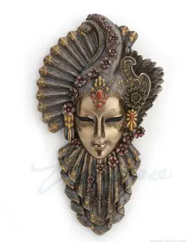 

Willoni Creative Decoration Wall-hanging Venice Mask Classic Handmade Mask Peacock statue metal Wall Art Relief Sculpture Wall