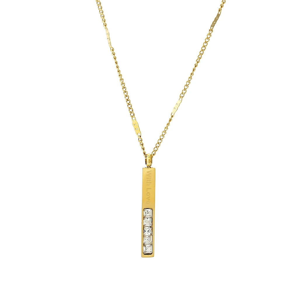 Yhpup, классическое Брендовое женское ожерелье с любовными буквами, геометрическое роскошное циркониевое ожерелье из нержавеющей стали 316L, золотое ожерелье для женщин, подарок - Окраска металла: Gold