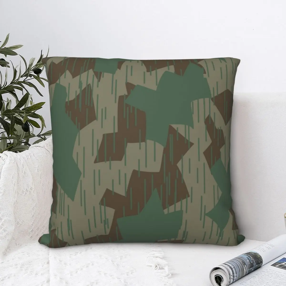 

Немецкий Камуфляжный квадратный чехол для подушки, чехол для подушки, Забавный домашний декоративный чехол из полиэстера на молнии для кро...