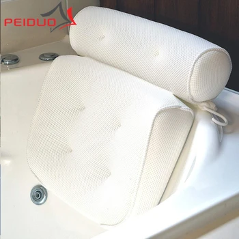 

PEIDUO Bath Pillow with Suction Cups Neck and Back Support Headrest Pillow Thickened for Home Tub Bathroom Cushion Accersories