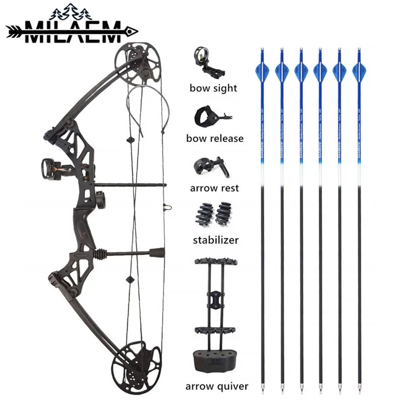 1 Набор для стрельбы из лука блочный лук 30-70 фунтов Регулируемый порошкообразный охотничий лук металлический материал с 6 карбоновыми стрелами набор для стрельбы из лука аксессуары