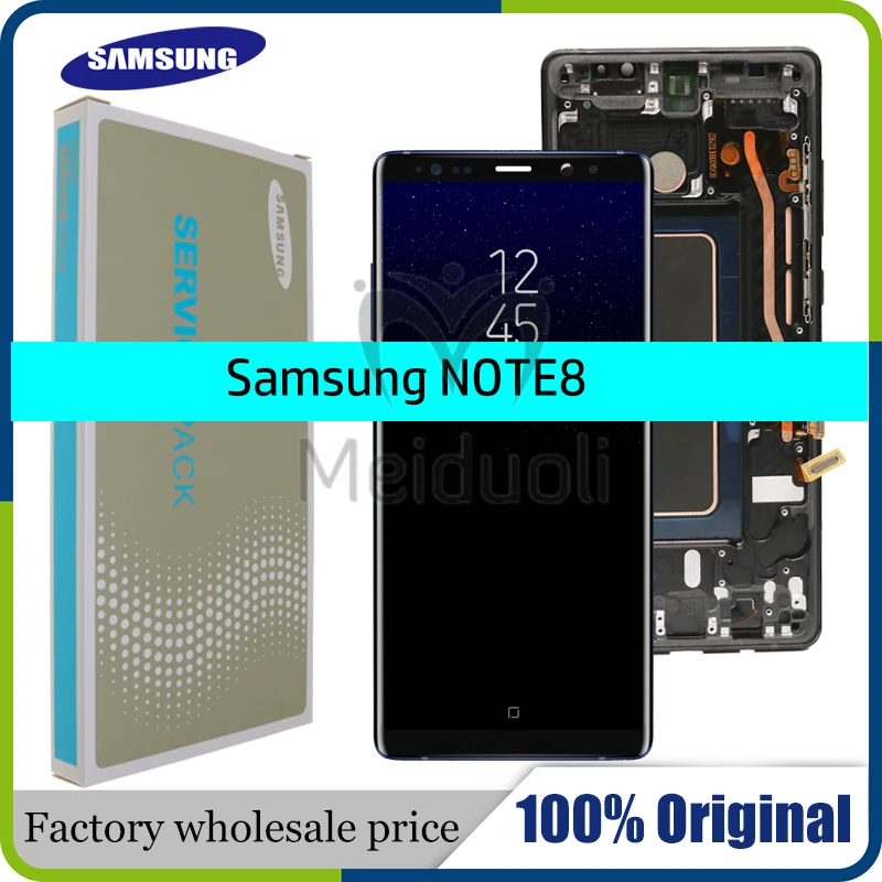 

New 6.3" Original SUPER AMOLED Display For SAMSUNG Galaxy NOTE8 LCD N950 N950F Display Touch Screen Replacement Parts+Frame