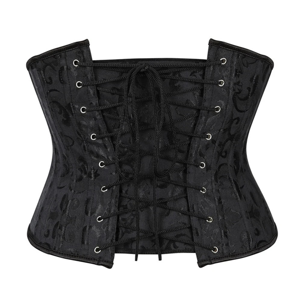 Corset Floral Brodé Pour Femme - Haut Court Sans Bretelles - Bustier En Maille Desossee Noir