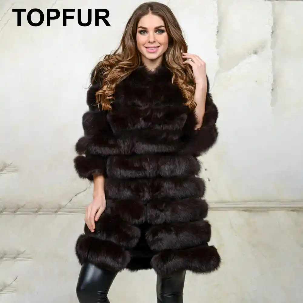 TOPFUR 2019 Новая мода натуральный синий лисий мех пальто женская фиолетовая с