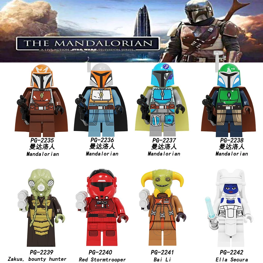 lego cust star wars minifigures-darth vader-kyloren-luke-yoda-the mandalorian-tv 