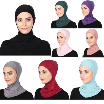 

Muslim Underscarf Full Neck Cover Inner Cap Solid Color Shawl Headband Bonnet Hijab Headscarf Bone Bonnet Islamic Arab Head Wrap