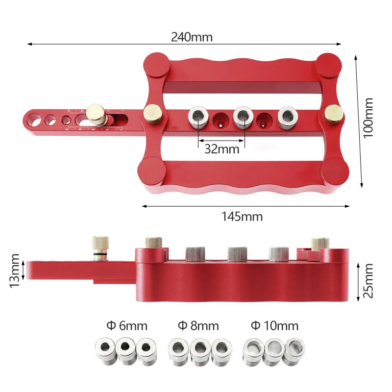 

Auto Centering Dowel Dug Jig 6/8/10mm Drilling Woodworking Tools Hole Locator
