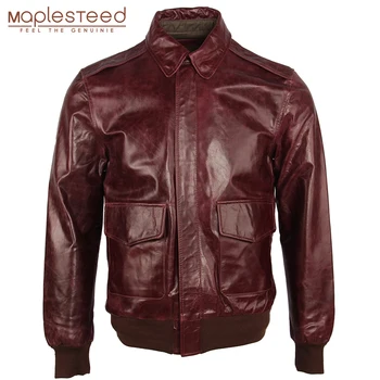

Men Leather Jacket Thin Soft Oil Waxed Leather Coat Flight A2 Jackets Male Genuine Leather Clothing Spring M259