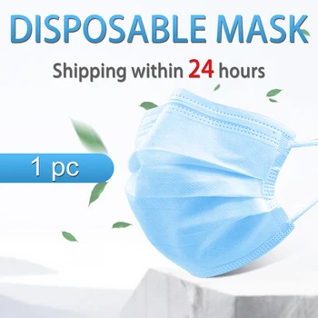 

1 PC Disposable Face Mask IN STOCK Profession one time anti dust Mask 3-Layer Non-woven Elastic Mouth Soft Breathable
