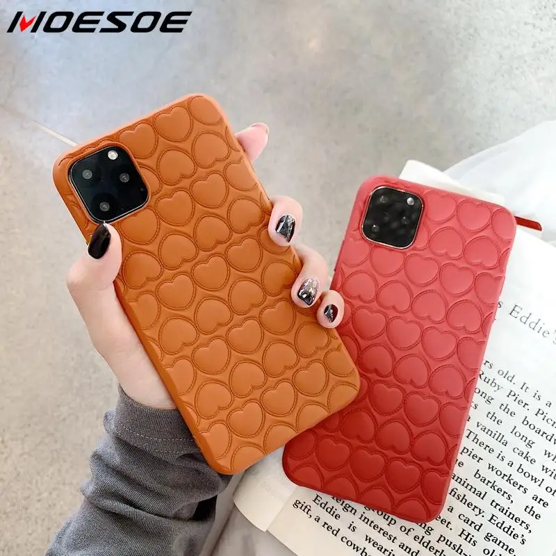 3D чехол с сердечком для iPhone 11 Pro Max 7 8 Plus цветной телефона тыквой X XR XS 6 6s s мягкая