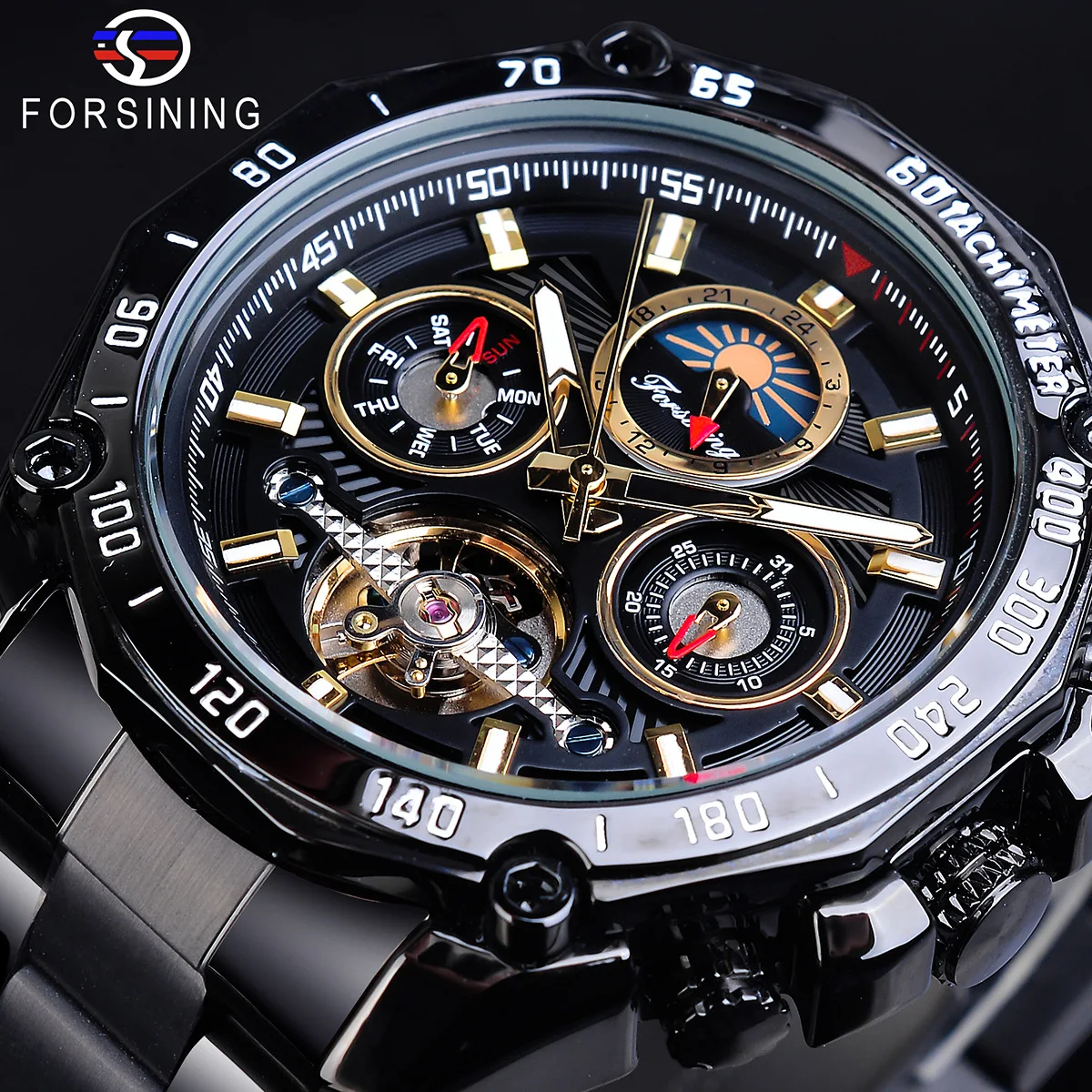 

New Style Forsining Europe And America Design Men Fashion Casual Tourbillon Multi-functional Waterproof Automatic Analog Watch