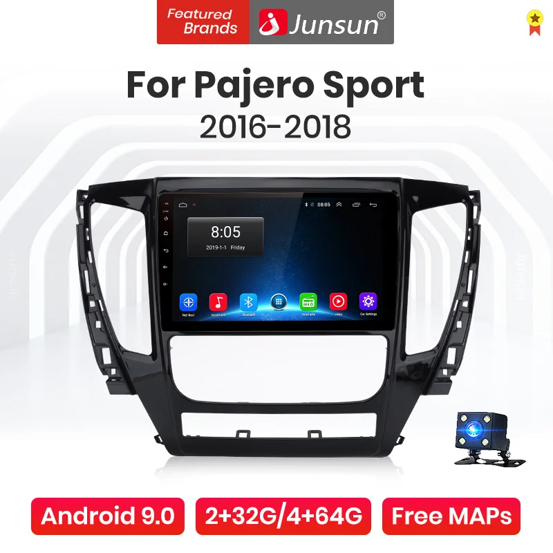Junsun V1 Pro 4G CarPlay Android 10 + 64G автомобильный радиоплеер для Mitsubishi Pajero Sport 3 2016 2018 GPS no 2din 2
