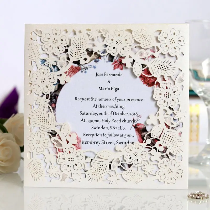  50pcs Wedding Invitation Cards Kits with Envelopes Laser Cut Birthday Greeting Card Wedding Decorat - 4000389132663