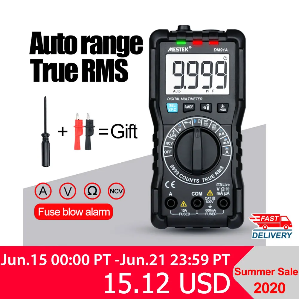 MESTEK Intelligent multimeter DM91A/DM91S multimeter 9999 counts smart auto range tester multimetre multi meter multitester