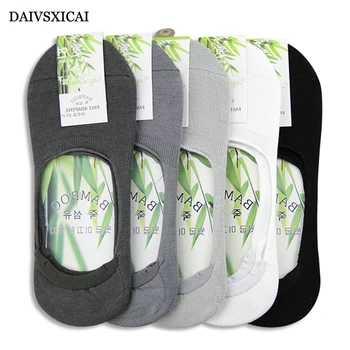 

5Pairs/lot=10pieces Summer Silicone Shallow Mouth Mens Boat Socks Fashion Bamboo Fiber Male Invisible Socks